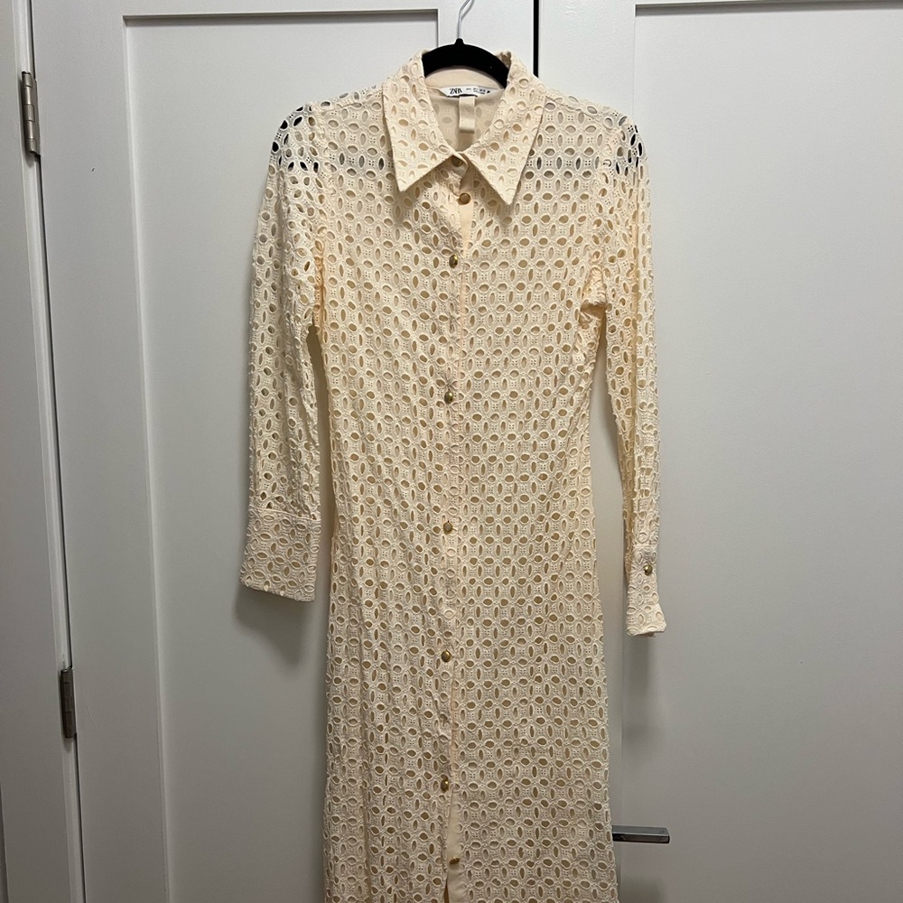 EYELET SHIRT DRESS